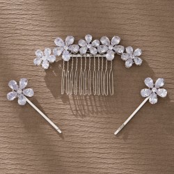 European and American light extravagant hair accessories crystal combo daily versatile flowers hair clip bride hair velvet hair comb sets