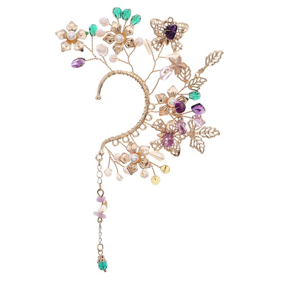 Cross -border exquisite flowers butterfly ear hanging high sensor net red ear decoration female personality super immortal no earrings earrings earrings