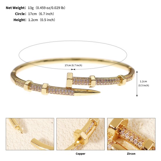 European and American niche hand accessories high -level light luxury vermiculite bracelet wedding dinner party jewelry inlaid diamond nail opening bracelet