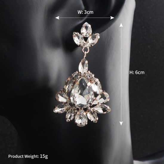 European and American new temperament earrings luxurious shining rhinetic earrings Wedding bride's earrings wedding jewelry direct sales