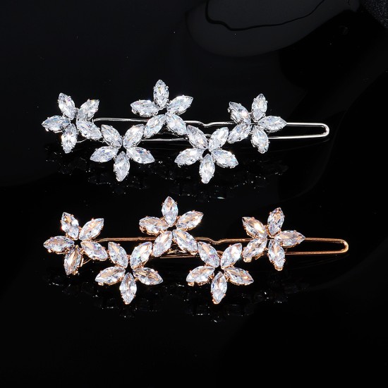 Korean hair accessories girl side clip metal bangs clip back head Elegant temperament rhinestone hair card vermiculite