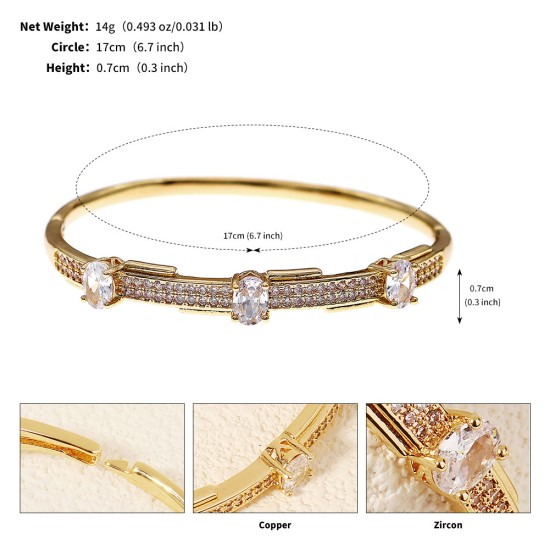 European and American cross -border fashion ladies bracelet high -level sensory versatile metal handyle light luxury rhinestone hollow opening bracelet women