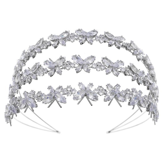 Cross -border new multi -layer vermiculite hair hoop, female daily high -level sense full drill, butterfly head hoop, wholesale