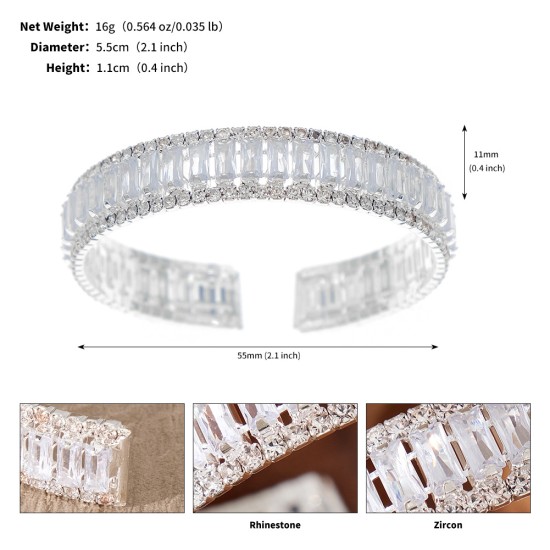 European and American wedding jewelry bride bracelets Back design sensor inlaid accessories fashion light luxury rhinestone bracelet