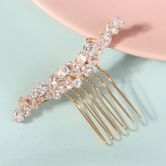 INS new bride jewelry luxury vermiculite hair combs European and American hair jewelry wedding dress headwear copper inlaid vermiculite