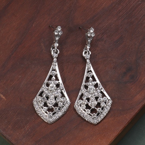 European and American retro alloy rhinestone earrings advanced sensor earrings female daily jewelry earrings light luxury atmospheric bride earrings