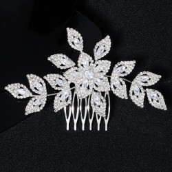 European and American new bride's headdress beautiful leaf rhinestone hair combat wedding custard hair accessories light luxury vermiculite insert