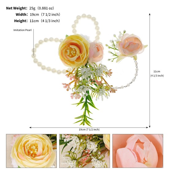 Western -style wedding jewelry simulation wrist flower sister group dress accessories pearl bro for the bride bridesmaid