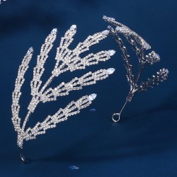 Korea Chaoxian hair trimming bride hair hoop wedding dance party jewelry hair cave luxurious exaggerated rhinestone vessel hoop