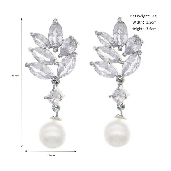 European and American jewelry bride earrings Ins out of daily wild earrings long pearl earrings light luxury 锆 耳 earrings