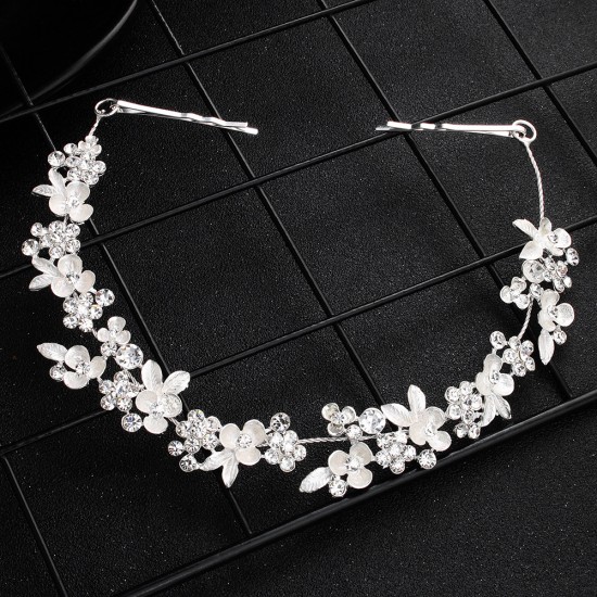 European and American bride headdress wholesale simplicity thin picture flower hoop rhinestone diamond hair decoration photography photo plate hair alloy hair band