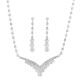 Korean earrings necklace set bride jewelry daily simple rhinestone V -line necklace wedding dress catwalk show jewelry