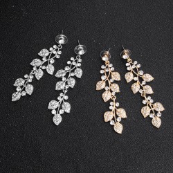 Cross -border European and American new earrings bride's earrings minimalist alloy leaf ear pendant party dresses Personal earrings