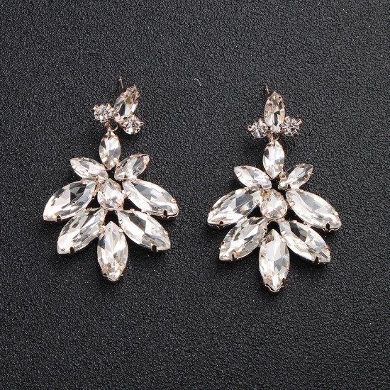 European and American retro alloy rhinestone earrings advanced sensor earrings female daily jewelry earrings light luxury atmospheric bride earrings