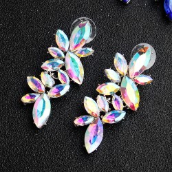 Cross -border European and American daily exaggerated earrings color high -grade butterfly long earrings alloy diamonds inlaid accessories accessories earrings