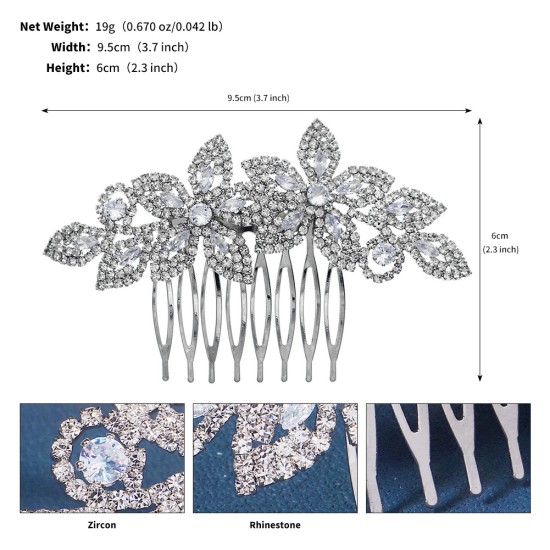 European and American new jewelry vermiculite hair combed wedding banquet birthday party hair ornament rhinestone claw chain inlaid stones