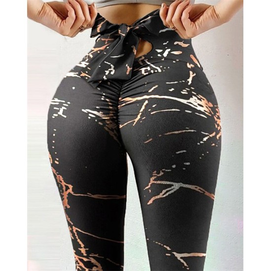 European and American quick selling new butterfly knot fitness training running tight yoga leggings yj607