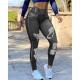 Amazon Europe and the United States new imitation denim high -waisted high elastic fitness training riding sports yoga pants yj663