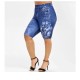 New denim digital printing sports leggings yoga pants elastic women's pants shorts, wholesale yj327