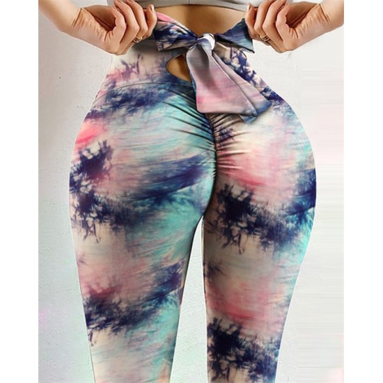 European and American quick selling new butterfly knot fitness training running tight yoga leggings yj607