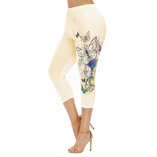 Amazon's new European and American cross -border printed yoga sports ladies bottoming cropped pants pants yj082