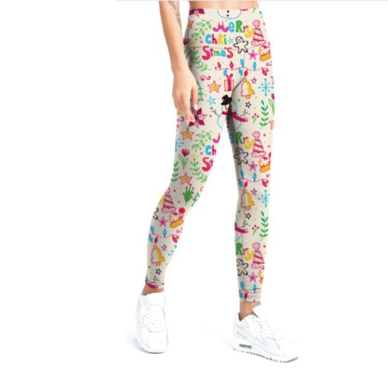 2022 new ladies printed trousers multi -color fashion high waist -wear leggings yj365