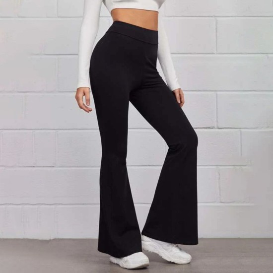 2022 Amazon European and American women's spring and summer new high -waisted thin trousers yoga sports running micro leisure pants