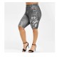 New denim digital printing sports leggings yoga pants elastic women's pants shorts, wholesale yj327