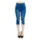 SpeedSmocks new European and American trend imitation denim printed yoga cropped pants small feet pants yj083