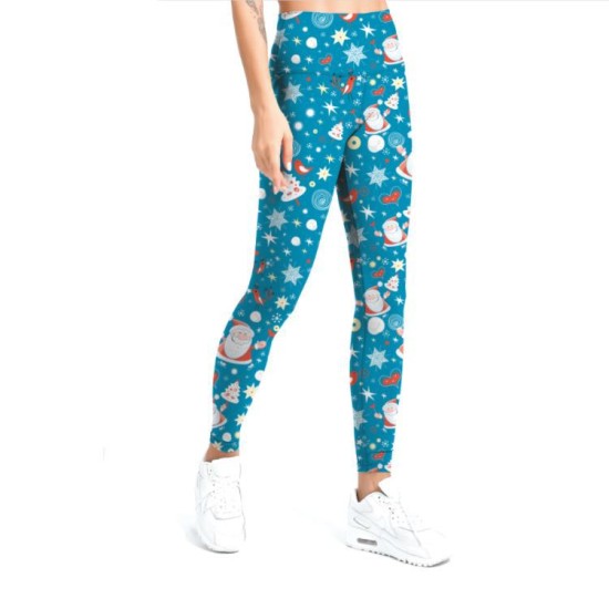 2022 new ladies printed trousers multi -color fashion high waist -wear leggings yj365