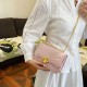 Fashion fan -shaped lock embroidery line small square bag 2024 new niche design women's bag casual shoulder messenger women's bag