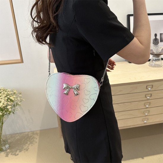 Summer new fashion love printing shoulder bag bow, pure color, simple oblique crossbag personality high value women's bag