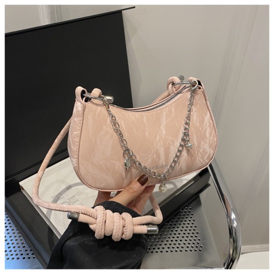 Summer fashion handbian shoulder bag female beautiful casual niche design crossbody bag new metal chain new moon bag