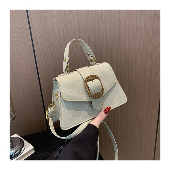 2024 new solid color truck buckle handbag French simple retro shoulder mesengers bag female one piece