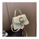 2024 new solid color truck buckle handbag French simple retro shoulder mesengers bag female one piece