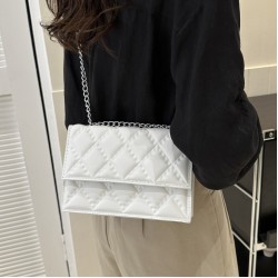 New cross -border small fresh sweet diamond solid color chain bag shoulder small square bag wild fashion underarms bag women