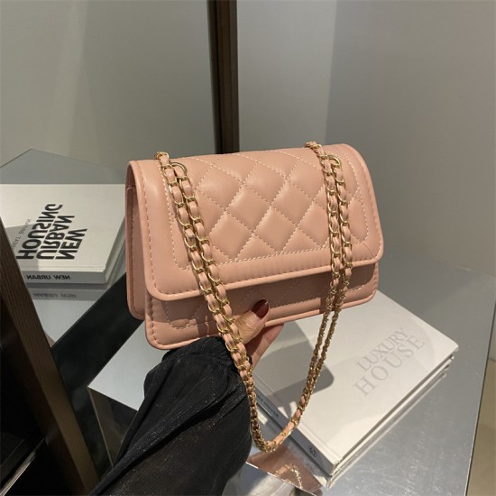 Commodity fashion minimalist plaid chain under the armpit 2024 new foreign qi leisure leisure split -shoulder messenger small square bag girl