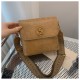 Fashion, simple niche oblique cross -bag wide shoulder strap, small square bag, retro suede suede shoulder mesengers, tincture bag