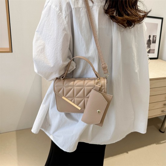 Lingge embroidery line Fashion bag female 2024 autumn and winter new pop subdue mother bag, commute shoulder mesengers bag handbag