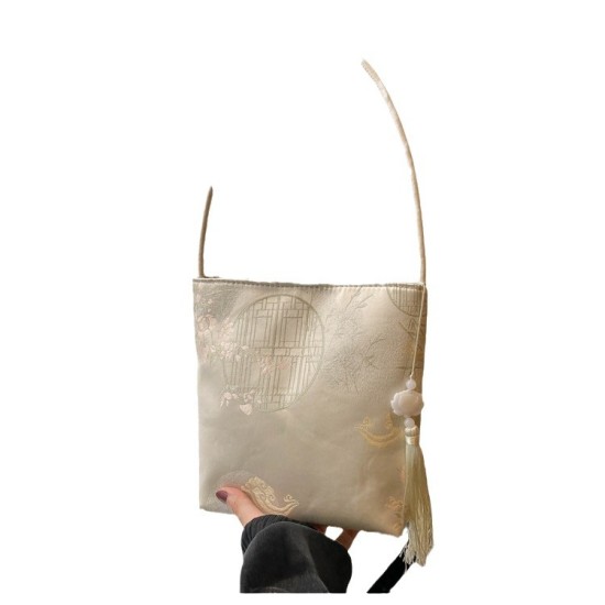 Summer fashion silk shoulder bag women's bag 2024 new trend design bucket bag fashion armpit messenger bag