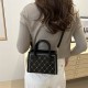 2024 autumn and winter new fashion diamond simple casual women's bag retro embroidery line crossbody shoulder hand -handed small square bag