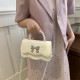 2024 new temperament fashion pearl handblack -bodied foreign pure color design fresh butterfly texture messenger bag