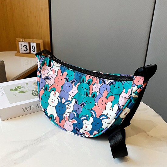 Canvas summer bag female 2024 new cartoon dumpling bag, crow crow small square bag, simple shoulder mesengers