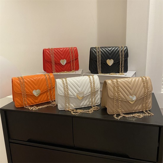 This year's popular women's bag 2024 new texture Lingge embroidery line chain retro love shoulder messenger small bag