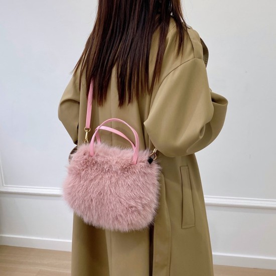 2024 autumn and winter new Korean plush bag high -value messenger bag large capacity, simple versatile qi hair bag