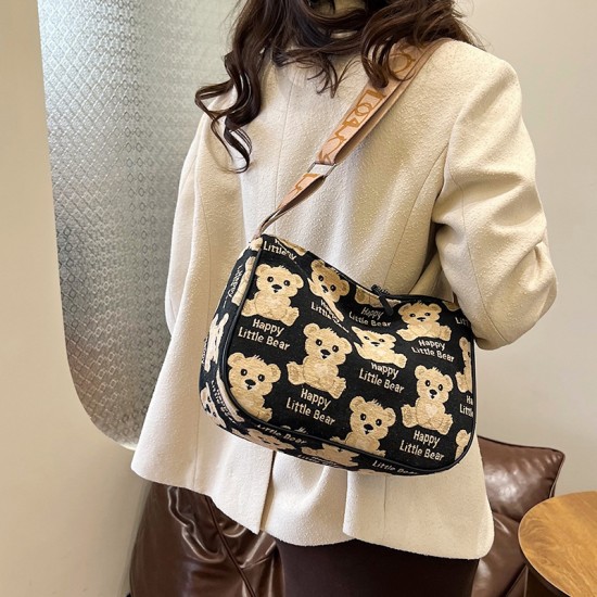 Bag women's shoulder bag 2024 new large -capacity work commuting, fashion bag, fashionable bear large capacity oblique cross tote bag