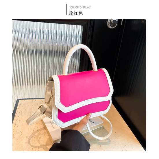 Retro handbag female 2024 new Korean version of the stitching contrasting color ins -shoulder messenger bag