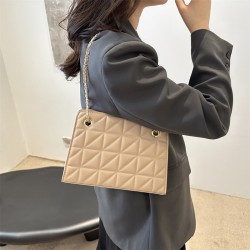 Texture chain simple lady fashion bag 2024 winter new rhombus casual messenger bag large -capacity women's bag