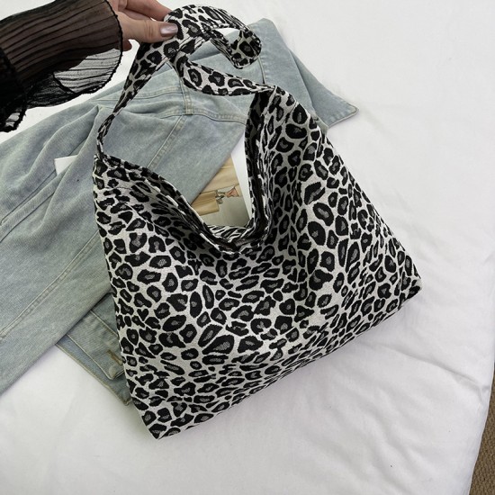 Fashionable leopard -top shoulder bag Shopping bags Fashion canvas bag female wholesale handbags, foreign gas capacity, underarm bag