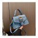 2024 new solid color truck buckle handbag French simple retro shoulder mesengers bag female one piece